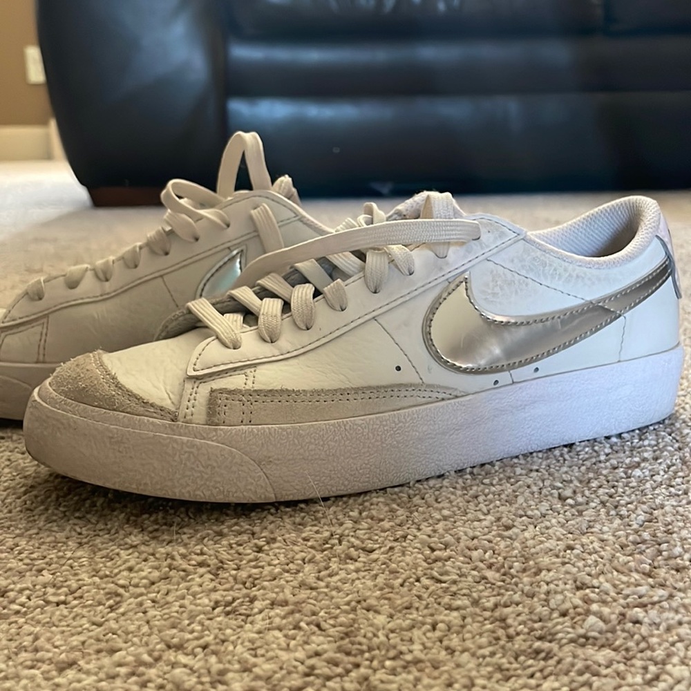 Nike shoes, girls 5.5Y, white and silver, $40